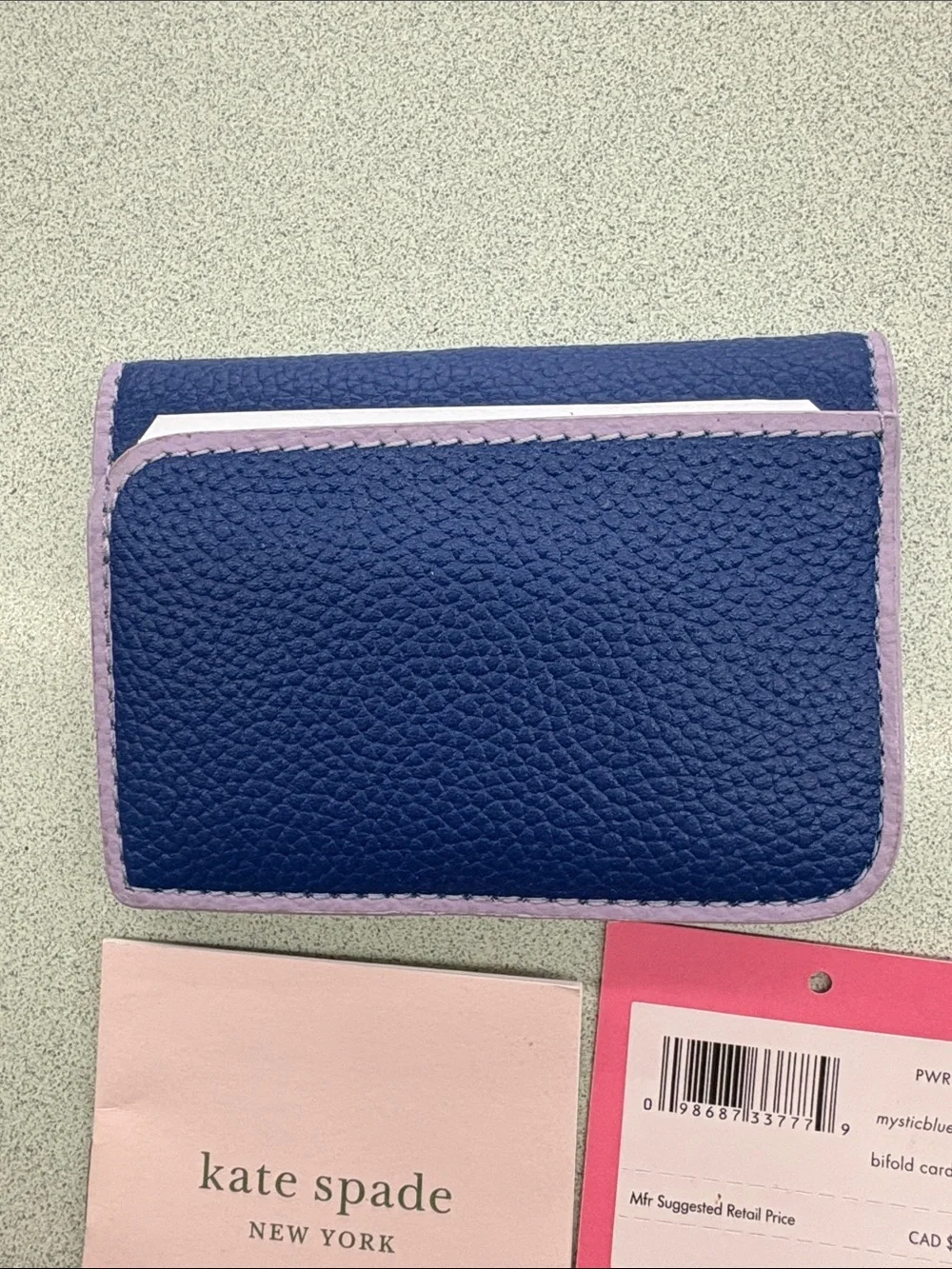 kate spade Navy with Lilac Trim Bifold Card Holder